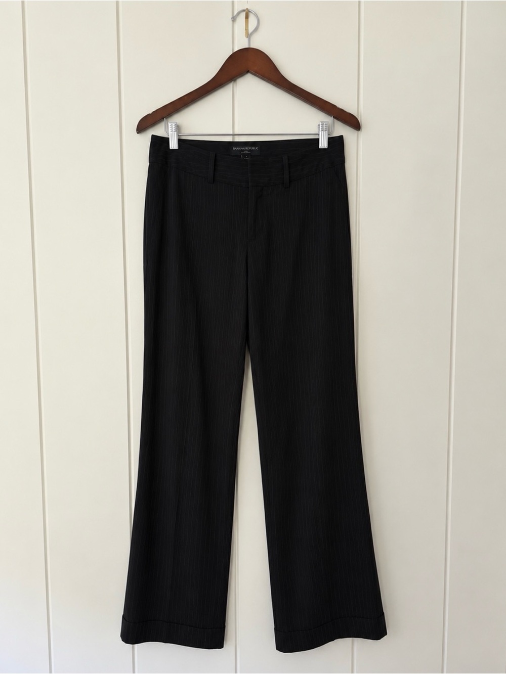 Banana Republic Jackson Black Pinstripe Trousers